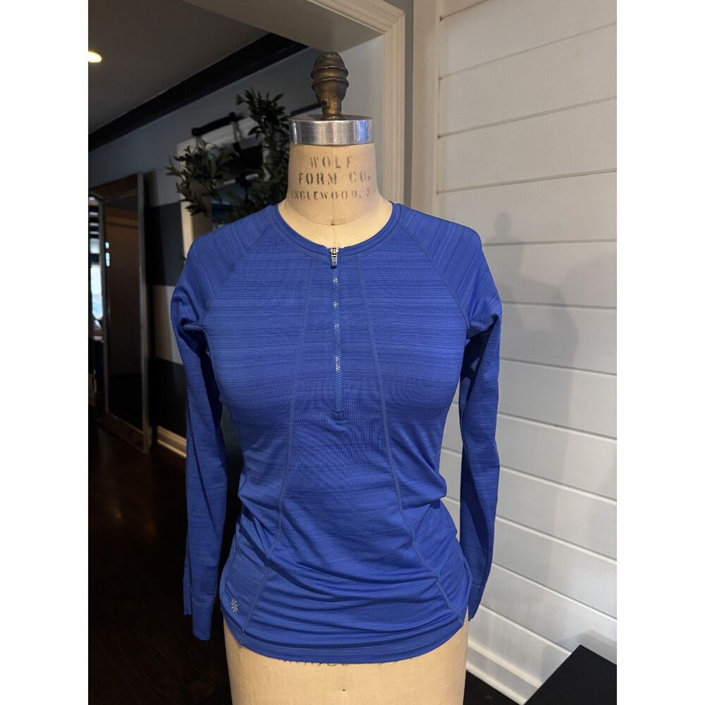 Athleta Womens Blue Half Zip Long Sleeve Running Athletic Workout Top Size Small